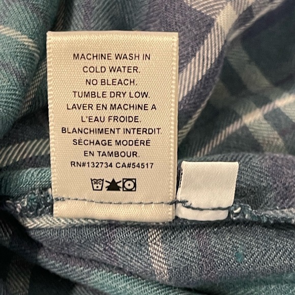 Cloth & Stone Womens Top Shirt Plaid Blue Green Small Short Sleeve XS - Picture 5 of 7